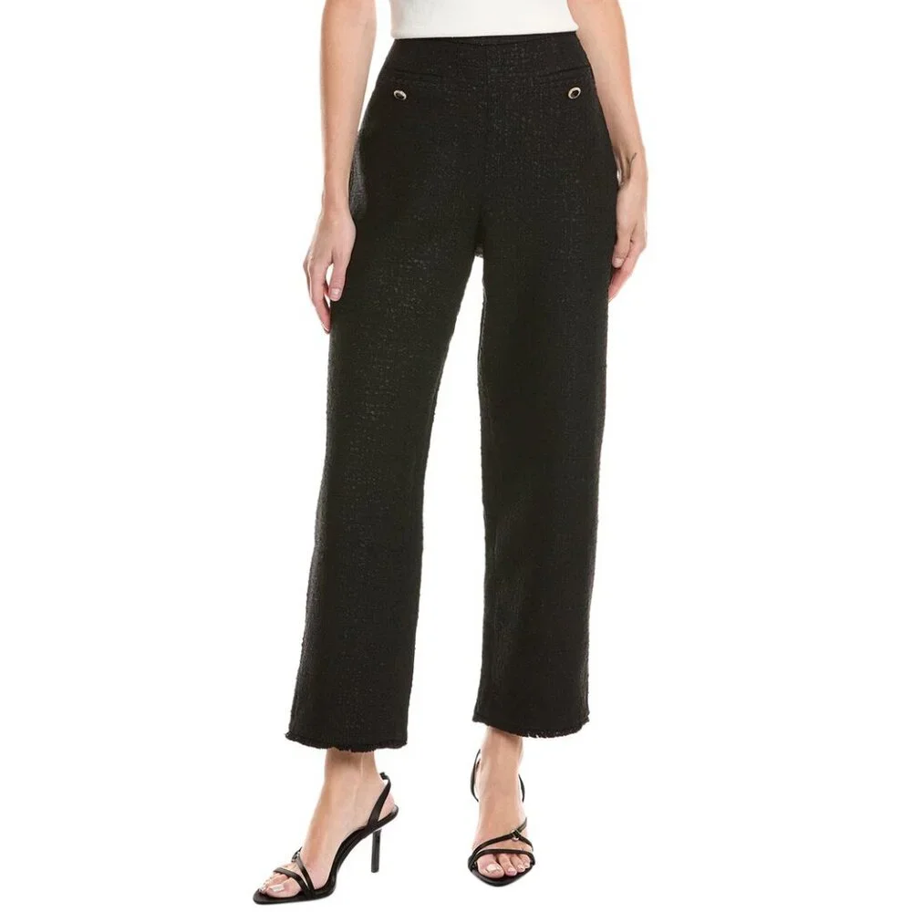 New Ted Baker Tweed Straight Leg Trousers Black size 1, 4, Small